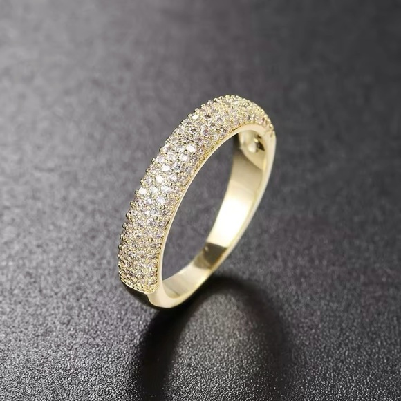 Pave Diamond Ring size 8 Eternity Wedding Ring 6,7, 8 - Picture 2 of 5